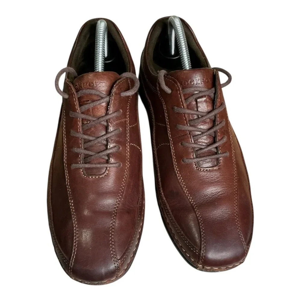 Rockport Men's Brown Leather Casual Oxford Style Sneaker Size 8 1/2 - Picture 4 of 10